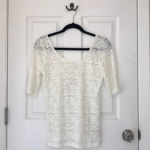 Anthropologie Pure + Good Ivory Lace Top